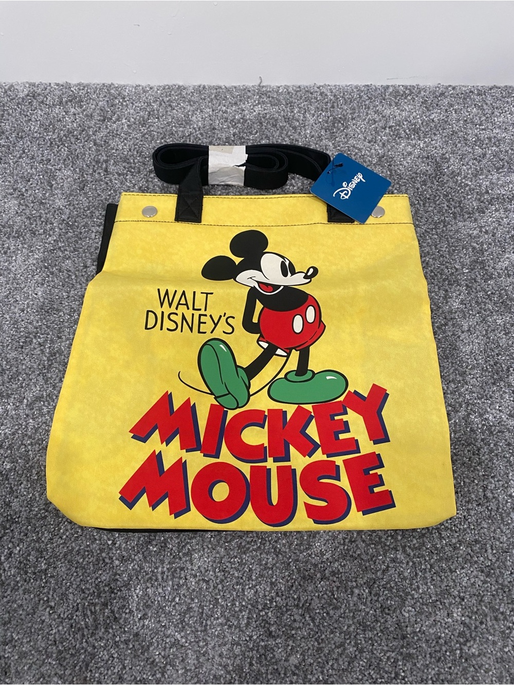 Walt Disney Mickey Mouse Tote Hand Bag New NWT Yellow 12x12x5 Snap Closure